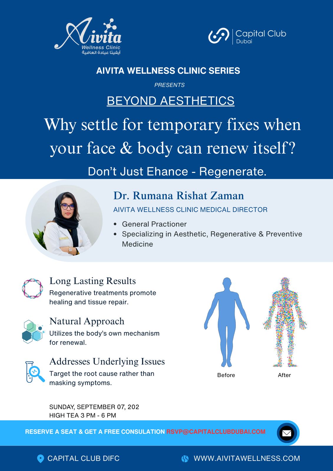 Aivita Wellness Clinic Beyond Aesthetics event poster